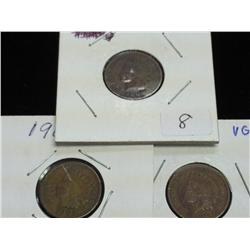 1900, 02 & 05 Indian Head Cents