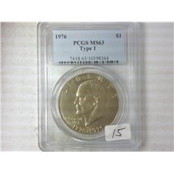 1976 Type I Ike Dollar PCGS MS63