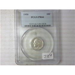 1950 Silver Roosevelt Dime PCGS PR66
