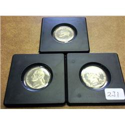 1970-S, 71-S & 72-S Jefferson Nickels (Proof)