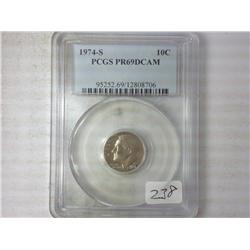 1974-S Roosevelt Dime PCGS PR69DCAM