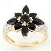 2.81Ct Black Sapphire & 16 Diamond 9K Gold Ring (JEW-9102X)
