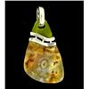 54ct Carved Druzy Agate & Serpentine Pendant Super Sparkler With Sterling (JEW-1749)