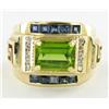 4ct Mens Top Peridot Sapphire Diamond 14k Ring (JEW-1482)