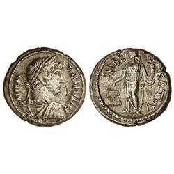 Tetradracma. 126-127 d.C. ADRIANO. ALEJANDRÍA. Anv.: Busto laureado, drapeado y acorazado. Rev.: LEN