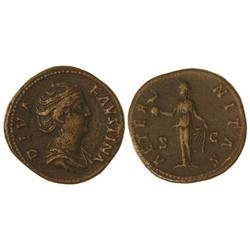 Sestercio. 141 d.C. FAUSTINA MADRE. Anv.: DIVA FAVSTINA. Busto a derecha. Rev.: AETERNITAS S. C. Ete