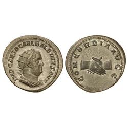 Antoniniano. Acuñada el 238 d.C. BALBINO. Anv.: IMP. CAES. D. CAEL. BALBINVS AVG. Busto radiado a de