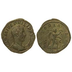 Sestercio. Acuñada el 244-249 d.C. FILIPO I. Anv.: IMP. M. IVL. PHILIPPVS AVG. Busto laureado a dere