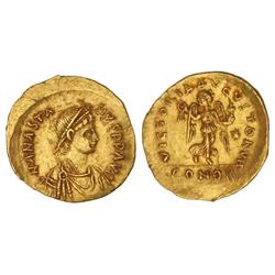Tremisis. 491-518 d.C. ANASTASIO I. CONSTANTINOPLA. Anv.: D. N. ANASTASIVS P. P. AVG. Busto a derech