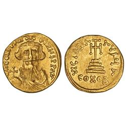 Sólido. CONSTANTE II (641-668). CONSTANTINOPLA. Anv.: ¶N. CONSTANTIN¶S PP. AV. Busto barbado de fren