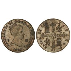8 Maravedís. 1849. JUBIA. Pátina marrón. (Rayitas y golpecitos en anverso). Cal-487. EBC+. 