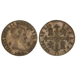 8 Maravedís. 1850. JUBIA. Pátina marrón. (Grieta en anverso). Cal-488. EBC+. 