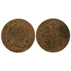 8 Maravedís. 1850. JUBIA. Bonita pátina. Cal-488. EBC-. 