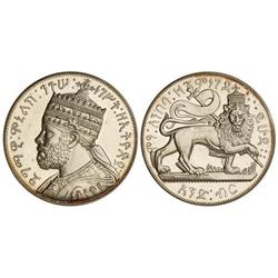 1 Talari. EE 1889 (1897). MENELIK II. AR. X-2. PROOF.