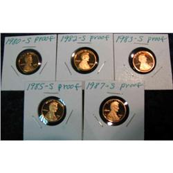 801. 1980S, 82S, 83S, 85S & 87S Proof Lincoln Cents.