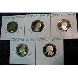 807. 1984S, 85S, 87S, 88S & 90S Proof Washington Quarters.