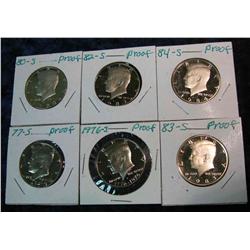 809. 1976S, 77S, 80S, 82S, 83S & 84S Proof Kennedy Half Dollars.
