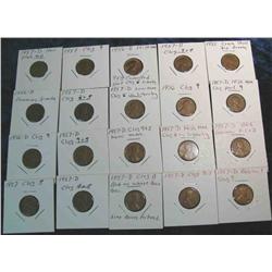 835. (20) 1956-1957 Lincoln Cent Varieties.