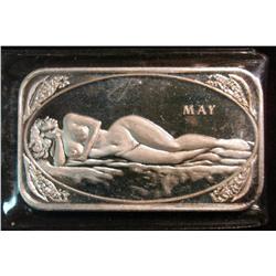 452. May Nude Female One Ounce .999 Fine Silver Art Bar