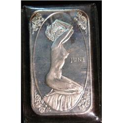 453. June Nude Female One Ounce .999 Fine Silver Art Bar