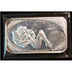 455. July Nude Female One Ounce .999 Fine Silver Art Bar