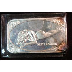 457. September Nude Female One Ounce .999 Fine Silver Art Bar