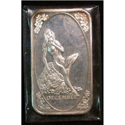 460. December Nude Female One Ounce .999 Fine Silver Art Bar