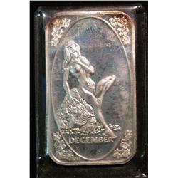 461. December Nude Female One Ounce .999 Fine Silver Art Bar