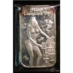 462. "Happy Valentines Day" Nude Female One Ounce .999 Fine Silver Art Bar