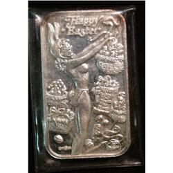 464. "Happy Easter" Nude Female One Ounce .999 Fine Silver Art Bar