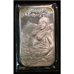 465. "Happy Mother's Day" Nude Female One Ounce .999 Fine Silver Art Bar