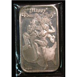 466. "Happy Fourth of July" Nude Female One Ounce .999 Fine Silver Art Bar