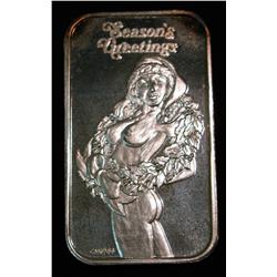 468. "Season's Greetings" Nude Female One Ounce .999 Fine Silver Art Bar