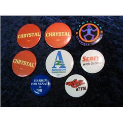 495. 8 Pinbacks including Iowa Political.