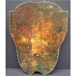 LOUIS ICART ORIGINAL OIL ON CANVAS (SHIELD) RARE