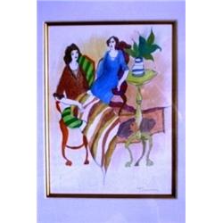 Tarkay Original Watercolor "Untitled"