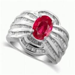 3.85 Ct Ruby Diamond Ring 14Kw