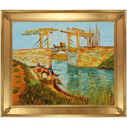 Van Gogh - Langlois Bridge at Arles with Women Washing Oil Painting