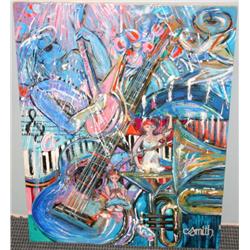Acrylic Oil on Canvas of Musical Instruments