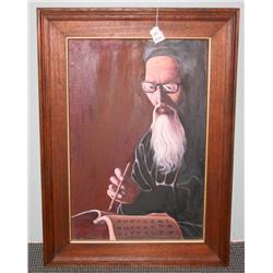 Framed Oil on Board of Old Man