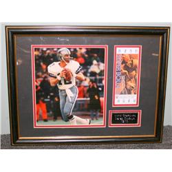 Framed Cowboys Photo & 1971 Championship Ticket