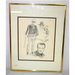 Framed Drawing Of John Wayne
