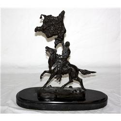 Reproduction Bronze, Remington, Indian On Horse.