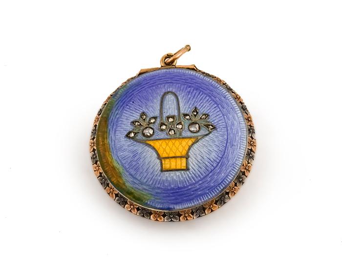A Gold, Silver and Enamel Russian Locket, Russia, 19th Century