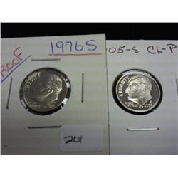 1976-S & 2005-S Roosevelt Dimes (Proof)