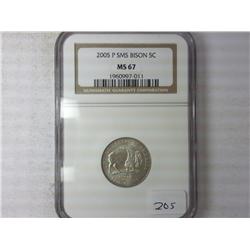 2005-P SMS Bison Nickel NGC MS67