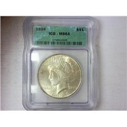 1924 Peace Silver Dollar ICG MS64