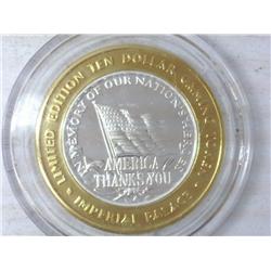 Imperial Palace 2003 $10 Gaming Token (Silver) UNC