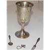 Image 1 : 4Sterling Silver Pin, Pendant, Fork, Spoon, Goblet