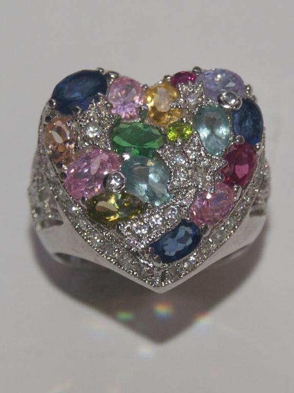 Sterling Silver Multi Color Ring